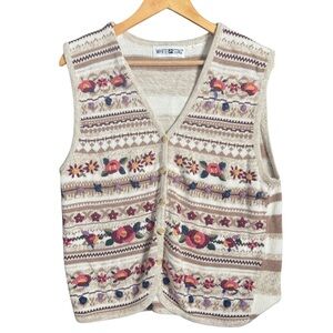 Floral knit Button Down Vest